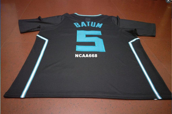 Men #5 Nicolas Batum Swingman Black Buzz City Jersey or custom any name or number jersey