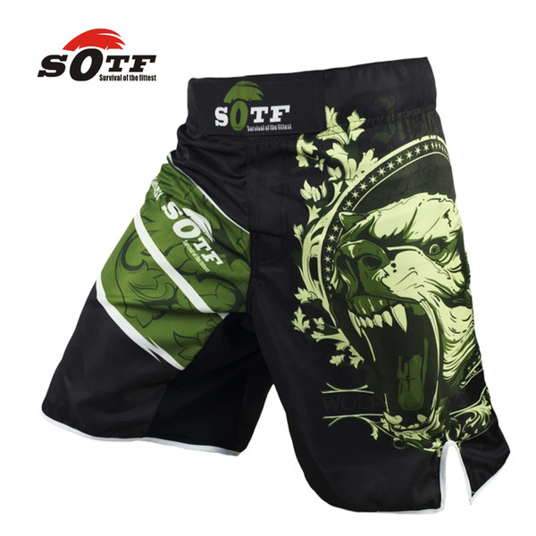 Sotf Green Bear Breathable Cotton Boxer Shorts Mma Sports Training Thai Boxing Mma Fight Short Boxing Clothing Muay Thai Boxing Pants