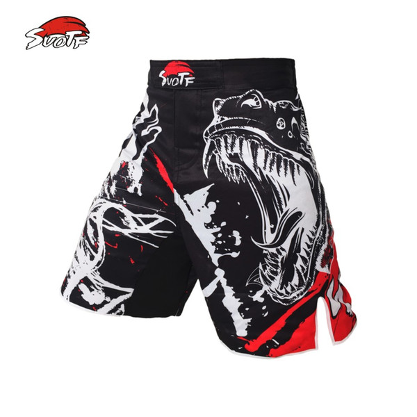 Suotf Black Ink Style Domineering Screaming Fight Mma Fitness Breathable Shorts Boxing Tiger Muay Thai Cheap Mma Shorts Boxeo