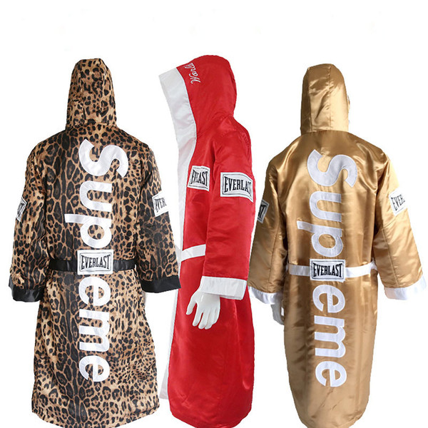 clone Gold boxing robes for man and women soft boxing cloak kick dry robe clothing uniforms good quality Leopard Print Boxing bear suit