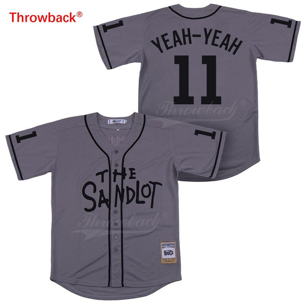 Throwback Jersey Men's The Sandlot Movie Baseball Jerseys 11 Yeah-Yeah Jersey Gray White Size S-XXXL Cheap Sale Free Shipping