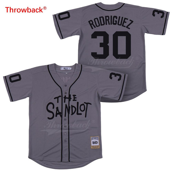 Throwback Jersey Men's The Sandlot Movie Baseball Jerseys 30 Rodriguez Jersey Gray White 3D Shirt Size S-XXXL Free Shipping