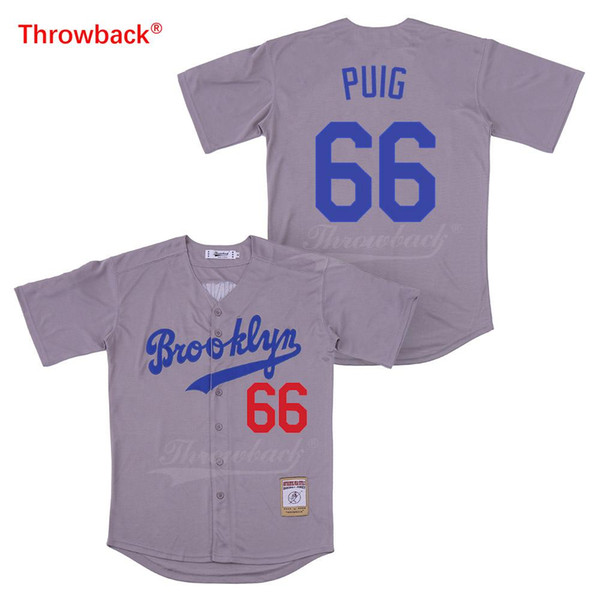 Throwback Baseball Jersey Men's Movie Brooklyn Jersey Puig Jerseys Shirt Stiched Size S-XXXL Wholesale Free Shipping Cheap