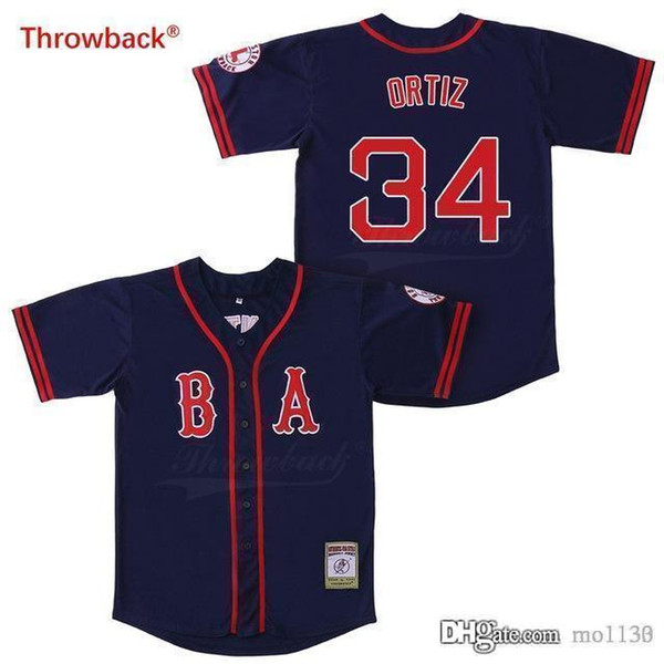 Throwback Baseball Jersey Men's Boston Jersey Ortiz Jerseys Shirt Stiched Size S-XXXL Wholesale Free Shipping Cheap