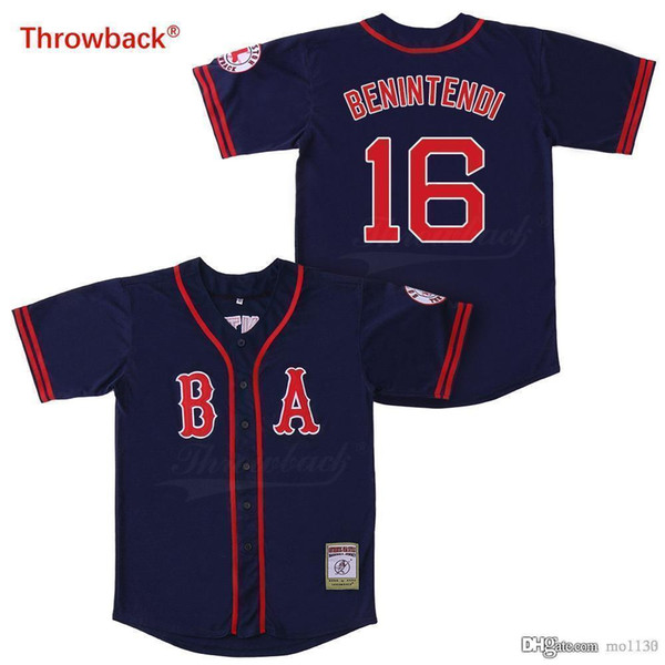 Throwback Jersey Men's Boston Jersey 16 Benintendi Baseball Jersey Red White Grey Green Blue Free Shipping