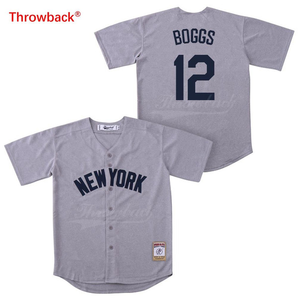 Throwback Baseball Jersey Men's New York Jersey Boggs Jerseys Colour Gray Shirt Stiched Wholesale Size S-XXXL Cheap