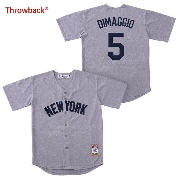 Throwback Baseball Jersey Men's New York Jersey DiMaggio Jerseys Gray Shirt Wholesale Stiched Cheap 2019021821