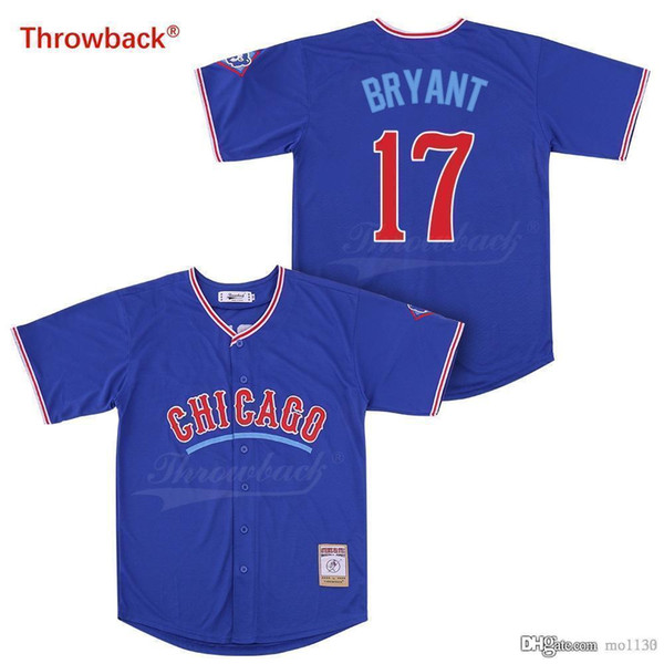 Throwback Jersey Men's Chicago 17 Bryant Jerseys Baseball Jersey Size S-XXXL Shirt Wholesale Stiched Cheap Free Shipping