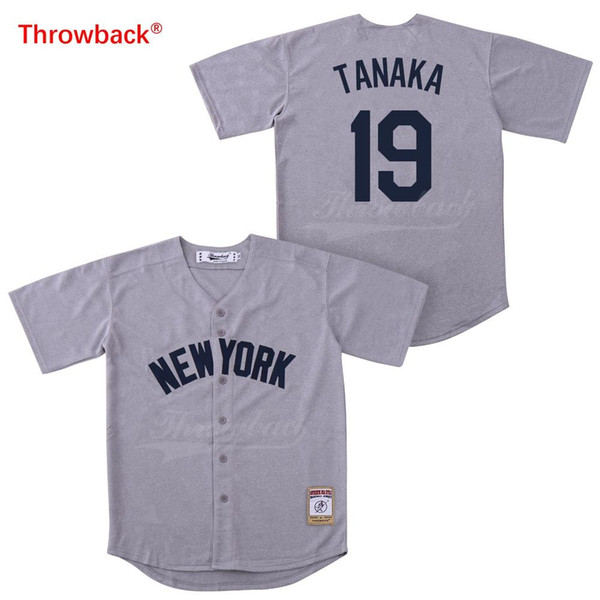 Throwback Jersey Men's Baseball Jerseys New York Jersey Tanaka Gray Shirt Stiched Wholesale 2019021807