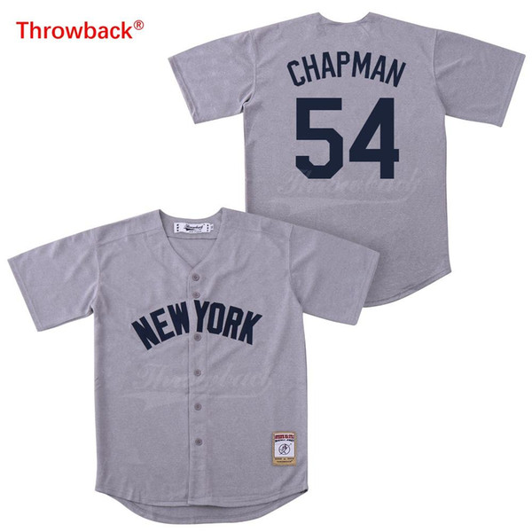 Throwback Jersey Men's Baseball Jerseys New York Jersey Chapman Gray Shirt Stiched Wholesale 2019021826