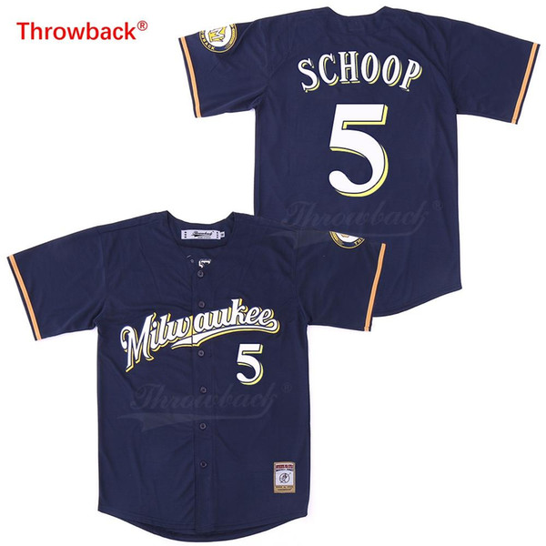 Throwback Jersey Men's Milwaukee Baseball Jersey Schoop Jerseys Shirt Stiched Size S-XXXL Fast Shipping Colour Blue Wholesale