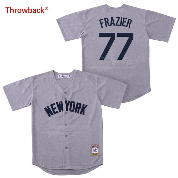 Throwback Jersey Men's New York Jersey Frazier Baseball Jerseys Colour Gray Shirt Stiched Wholesale 2019021810