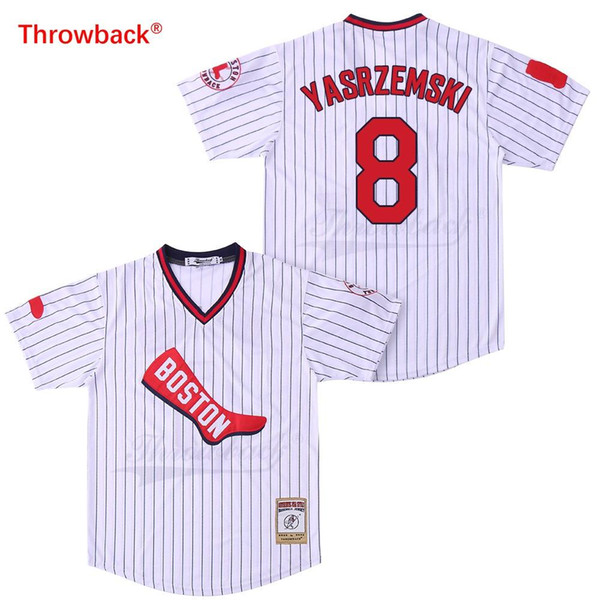 Throwback Jersey Men's Boston Yastzremski Jerseys Baseball Jersey Shirt Stiched Cheap Size S-XXXL Free Shipping Wholesale