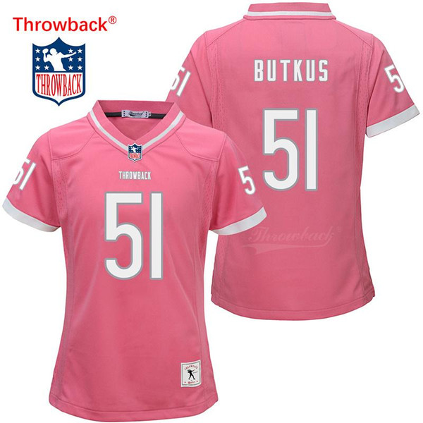 Throwback Jersey Women's Chicago Butkus Jersey American Football Jerseys Colour Pink Wholesale Size S-XXXL