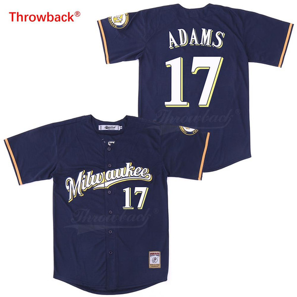 Throwback Jersey Men's Milwaukee Baseball Jersey Adams Jerseys Stiched Size S-XXXL Fast Shipping Colour Dark Blue Cheap