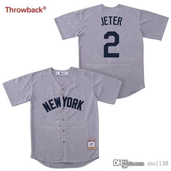 Throwback Jersey Men's New York Jersey Baseball Player Jeter Jerseys Shirt Wholesale Stiched Cheap Colour Gray 2019021808