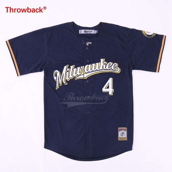 Throwback Jersey Men's Milwaukee Baseball Jersey Molitor Jerseys Stiched Size S-3XL Fast Shipping Colour Blue Wholesale