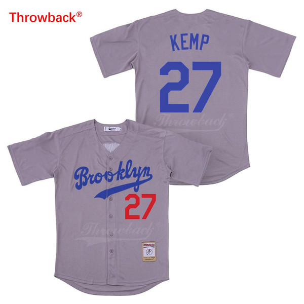 Throwback Baseball Jersey Men's Movie Brooklyn Jersey Kemp Jerseys Shirt Stiched Size S-3XL Wholesale 2019021831