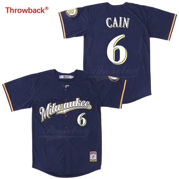 Throwback Jersey Men's Milwaukee Baseball Jersey Cain Jerseys Shirt Stiched Size S-XXXL Fast Shipping Colour Blue Wholesale