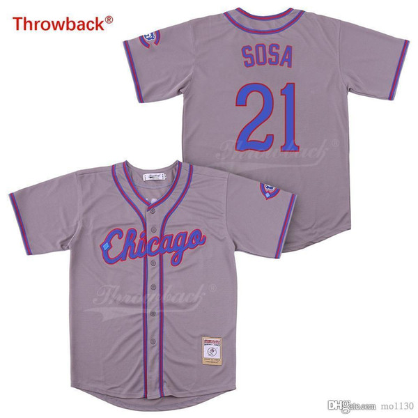 Throwback Jersey Men's Chicago Sosa Jerseys Baseball Jersey Size S-XXXL Shirt Wholesale Stiched Cheap 2019021819