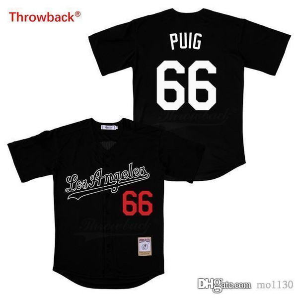 Throwback Jersey Men's Los Angeles Puig Jersey Movie Baseball Jerseys Colour White Blue Gray Black Fast Shipping Size S-XXXL