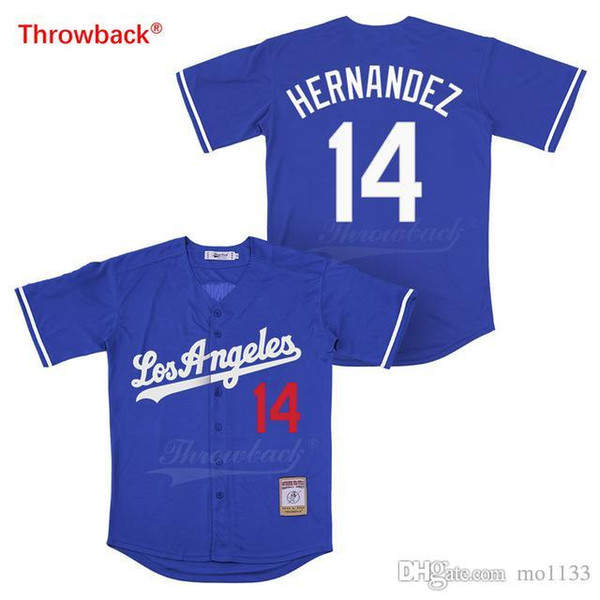 Throwback Jersey Men's Los Angeles Hernandez Jersey Movie Baseball Jerseys Colour White Gray Blue Black Shirt Stiched Wholesale