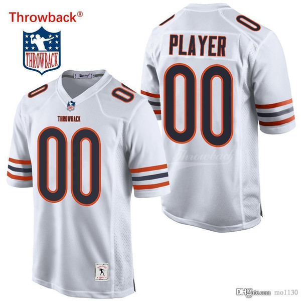 Throwback Jersey Men's Chicago American Football Jerseys Customized Jersey Any Name Number Colour White Free Shipping Cheap