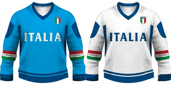 New 2019 team Italy world championship hockey jersey Embroidery Stitched Customize any number and name Jerseys