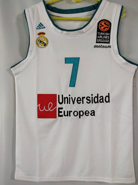 Luka Doncic # 7 Real Madrid Euroleague Baloncesto Jersey Hombre cosido Personalizado Cualquier número Nombre Camisetas Embroidery Stitch