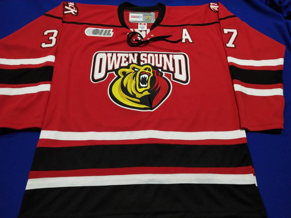 High quality embroidery Customize Owen Sound Attack Road Hockey Jerseys Embroidery Stitched Customize any number and name Jerseys