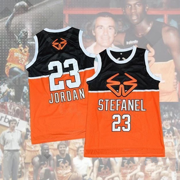 1985 Stefanel Trieste Michael 23 Exhibition Game Basketball Jersey Embroidery Stitched Customize any number and name Jerseys