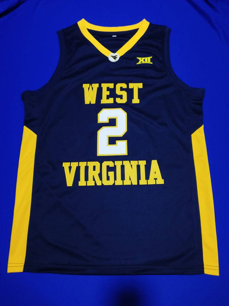 High quality embroidery Jevon Carter Youth Yellow West Virginia Mountaineers Stitched Authentic 2 Basketball Jersey Embroidery Stitched