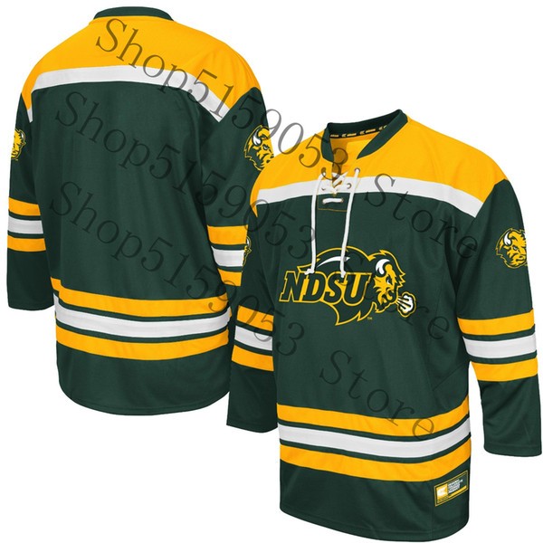 NDSU Bison Colosseum Hockey Jersey - Green Embroidery Stitched Customize any number and name Jerseys