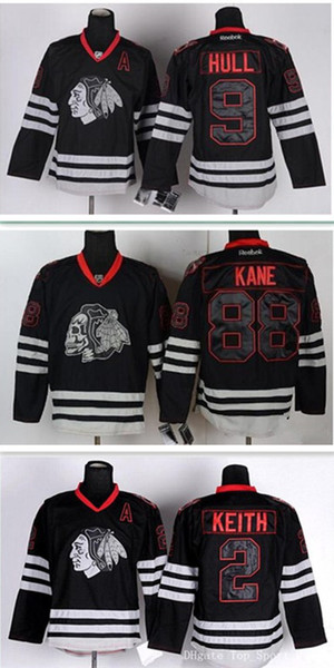 Men's Chicago Blackhawks #9 Bobby Hull #88 Patrick Kane #2 Duncan Keith hockey jerseys Embroidery ched Customize any number and name jerseys