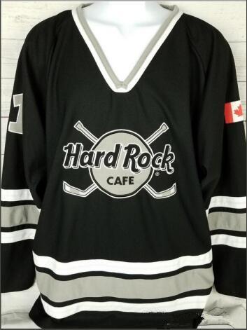 High quality embroidery VintageHard Rock Cafe Niagara Falls #71 Black Pullover Polyester Hockey Jersey Embroidery Stitched Customize any nu