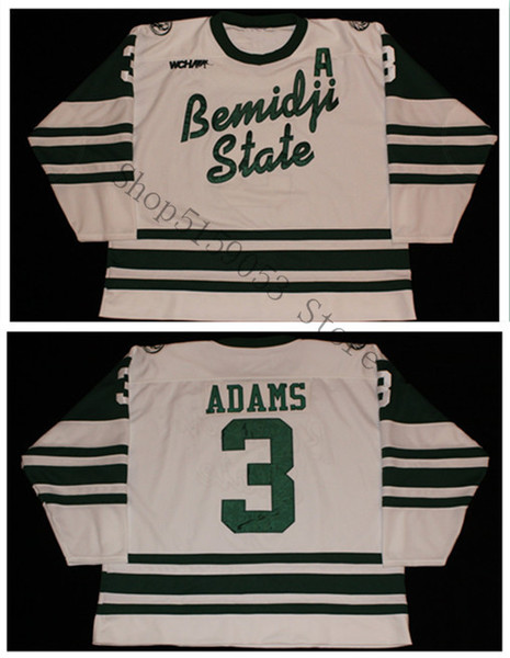 Bemidji State University #3 - Ryan Adams Hockey Jersey Embroidery Stitched Customize any number and name Jerseys