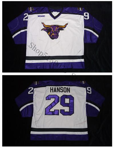 Minnesota State University #29 - Joel Hanson 2004-07 Hockey Jersey Embroidery Stitched Customize any number and name Jerseys