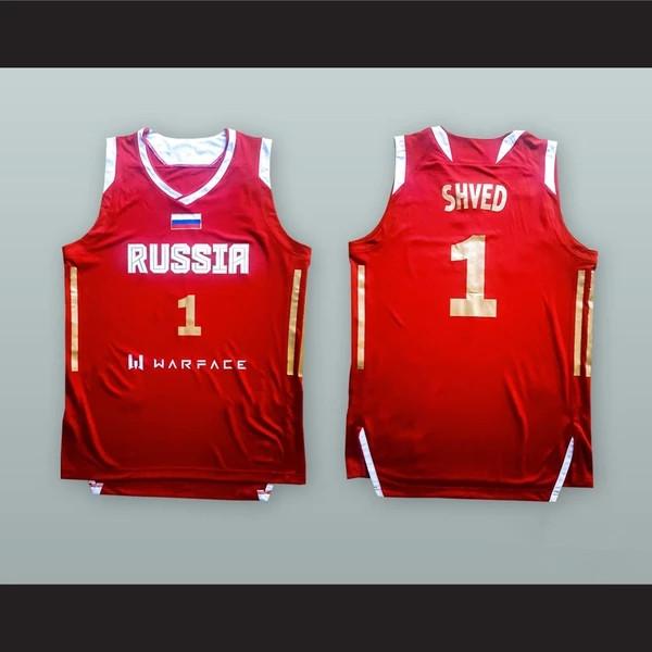 Alexey Shved 1 Russia National Team Red Basketball Jersey Embroidery Stitched Customize any number and name Jerseys