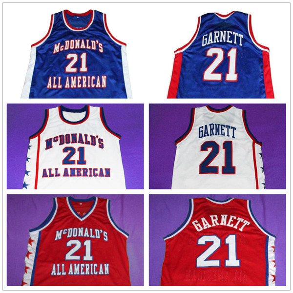 Kevin Garnett #21 McDonald's All American Basketball Jersey Embroidery Stitched Customize any number and name Jerseys