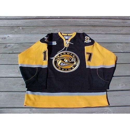 Customize Sarnia Sting 17 Martin Authentic Hockey Jersey Alternate Black Embroidery Stitched Customize any number and name Jerseys