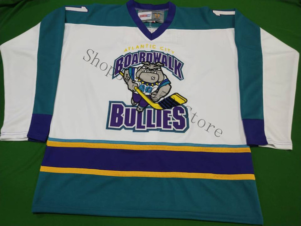 Customize Atlantic City Boardwalk Bullies hockey Jersey White Embroidery Stitched Customize any number and name Jerseys