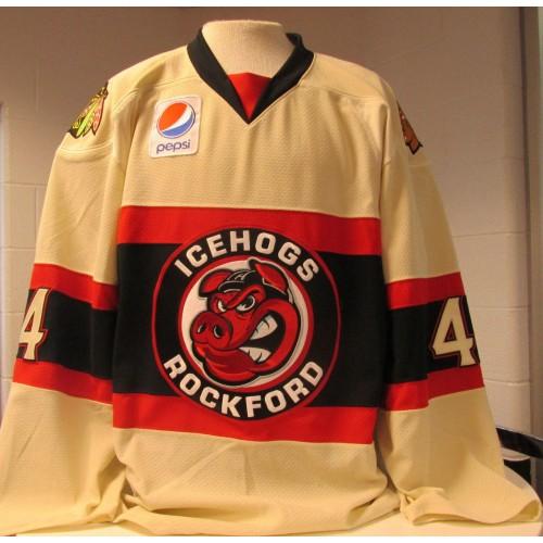 High quality embroidery Rockford IceHogs 4 Hartman Premier Authentic Hockey Jersey Alternate Beige Embroidery Stitched Customize any numbe