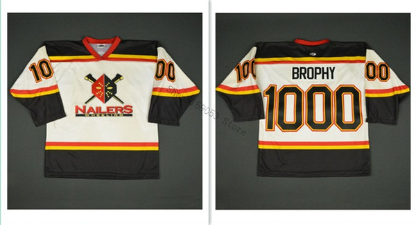 Custom Wheeling Nailers Commemorative 1000 Wins Hockey Jersey White Embroidery Stitched Customize any number and name Jerseys