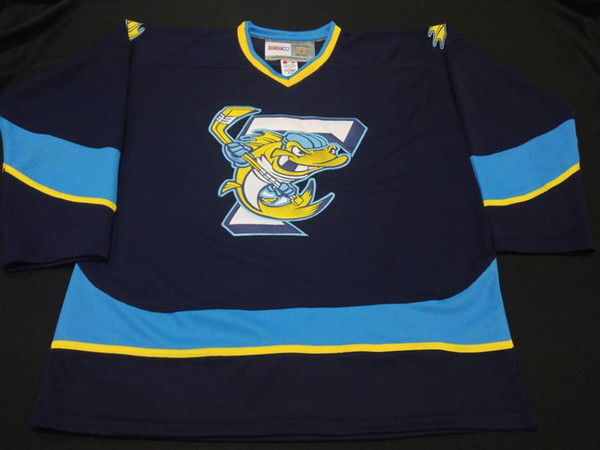 Walleye hockey jersey Dark blue Embroidery Stitched Customize any number and name Jerseys