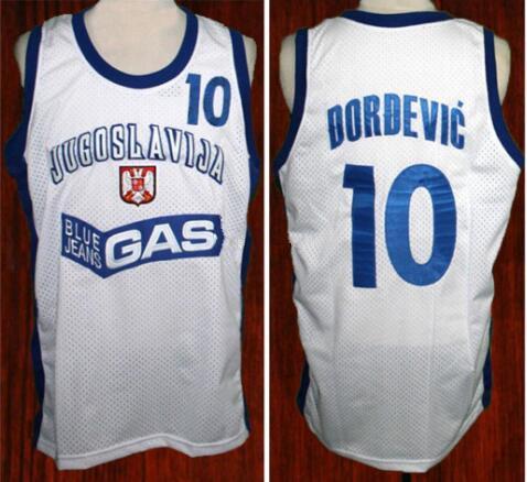 # 5 Predrag Sasha Danilovic # 10 Sasa Djordjevic Jugoslavija Yugoslavia yugoslavo Blanco Baloncesto Jersey Embroidery Stitched Custom