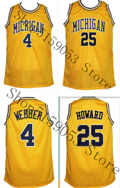 MICHIGAN Juwan Howard 25 Chris Webber 4 Basketball Jersey Embroidery Stitched Customize any number and name Jerseys