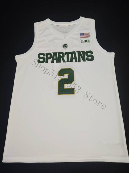 UMich Mens Michigan State Spartans University Jersey 2 Jackson Jr. Basketball Jerseys Embroidery Stitched Customize any number and name Je