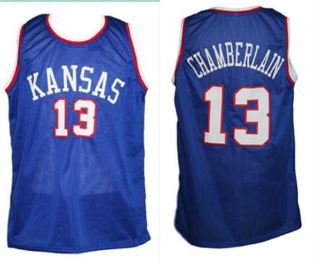 Wilt Chamberlain #13 Custom College Basketball Jersey Embroidery Stitched Customize any number and name Jerseys