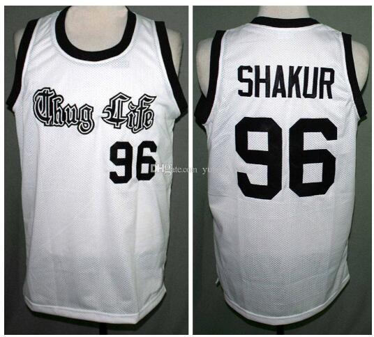 # 96 Tupac Shakur Thug Life Camiseta de baloncesto Embroidery Stitched Customize any number and name Jerseys