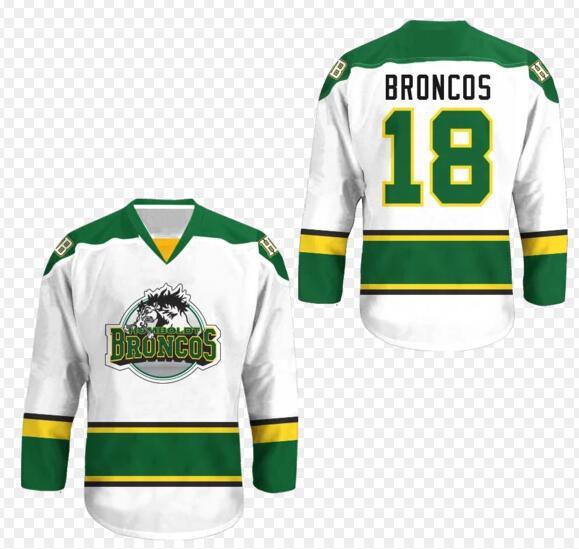 High quality embroidery Humboldt Broncos 18 White Hockey Jersey Colors Embroidery Stitched Customize any number and name Jerseys